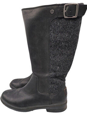 UGG Women's Sz 7 Janina Waterproof Leather Paneled Tall Boots Gray